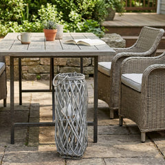 Barbara King 28 Square Wicker Lantern with Tiki Flame
