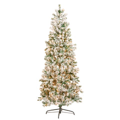 6.5' Snowy Woodland Hinged Tree with 650 Clear Lights-UL