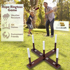 CircleCraft Ring Toss Rustic Wooden Game -For Adults and Family Gatherings