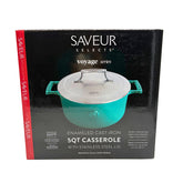 Cast Iron 5qt (25cm) casserole with Stainless Steel Lid Cast Iron with enamel coating interior and exterior, s/s 304, double wall lid, satin finished.Saveur Blue
