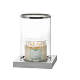 Silver-Rimmed Glass Hurricane