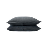 Silk & Snow - Flax Linen Sham Set - King (flint black)