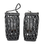 Barbara King S/2 12 SQ Wicker Lantern w/ Tiki Flame