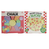 ASSORTED CHALK 6 Of Each - SECRET COLOR SLICES PIZZA SHAPED CHALK SLICES (UPC # 840287957921) / SUNSHINE RAINBOW CHALK ( UPC # 840287957914)