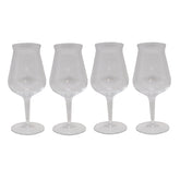 Stemmed Beer Glasses, Set of 4 Italian Made Crystal Glass, Titanium Reinforced Stem Treatment 14 oz Glassware Set - Made In Cookware