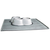 Pet Food Mat - Large- Grey Wood Grain