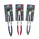 Sharp Chef 9 Silicone Food Tongs Asstd. Colors (8)Navy, (8)Red, (8)Grey