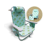 FLDNG BEACH CHAIR W/DETACHABLE COOLER, ZIP POCKET, CUP HLDR, & BACK - PALM TREE - Units in Gaylords