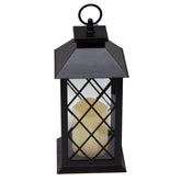 Indoor/Outdoor Black Lattice LED Lantern w/ 4-Hour Battery-Saving Timer 5.5L x 5.5W x 13.5H