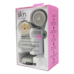SKN BY CONAIR DAILY GLOW KIT SONIC TRIO FACIAL BRUSH CLEANSE & EXFOLIATE