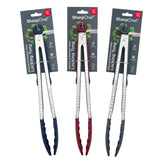 Sharp Chef 12 Silicone Food Tongs Asstd. Colors (8)Navy, (8)Red, (8)Grey
