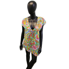 Sheer Bathing Suit Cover Up w/Bustline Drawstring (Multi-col