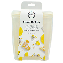 W&P Porter Silicone Reusable Storage Bag, 36oz Stand-Up-CREAM