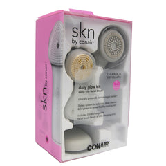 SKN BY CONAIR DAILY GLOW KIT SONIC TRIO FACIAL BRUSH CLEANSE & EXFOLIATE