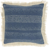 Nourison Lifestyle Pillows AS301-OCEAN-18X18IN 100% textured cotton shall with fringes and poly fill.