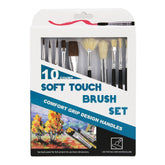 10 COUNT SOFT TOUCH BRUSH SET COMFORT GRIP DESIGN HANDLES