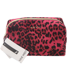 Nine West -LEOPARD FAUX SUEDE TRIANGLE COSMETIC BAG