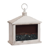 WHITE FIREPLACE ~ Dimensions: 8.25 x 9 LED lights, 3x C Batteries (not included) 5 hour timer