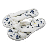 White Padded Slippers Blue Trim