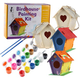 Koltose Birdhouse Painting Kit 4 Birdhouses Including 2 Paint Brushes, 12 Paint Colors, 1 Glitter Paint, 4 Birdhouse, 4 Rope Handles Ages 3 And Up - Designed By You
