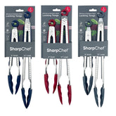 Sharp Chef 2pk - 9 & 12 Silicone Food Tongs Asstd. Colors (8)Navy (8)Red, (8)Grey