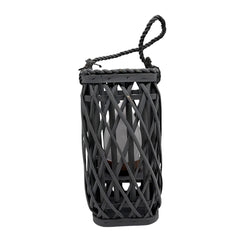 Barbara King S/2 12 SQ Wicker Lantern w/ Tiki Flame