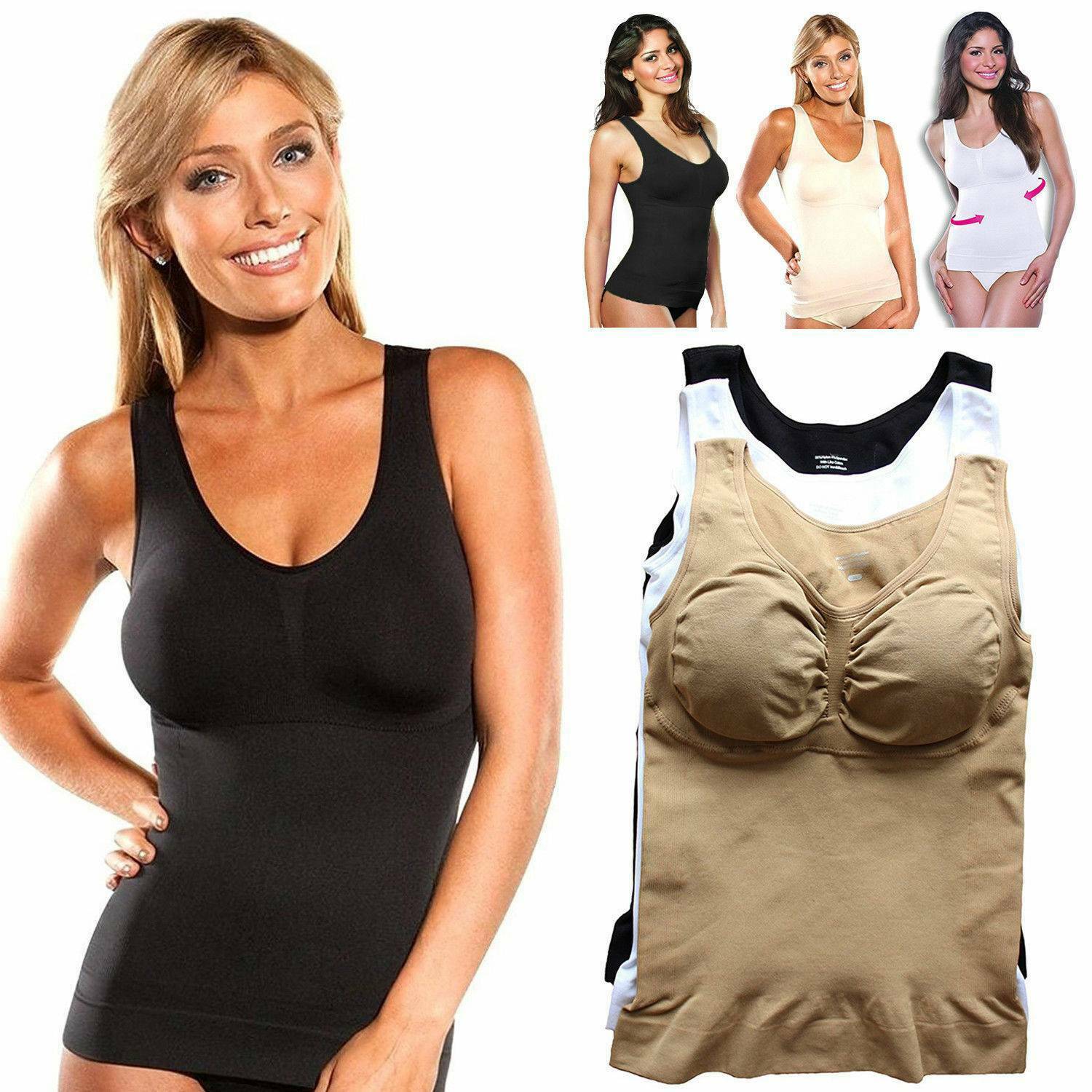 Genie Cami Shaper Small 3 pack White, Nude , Black - Mail Order