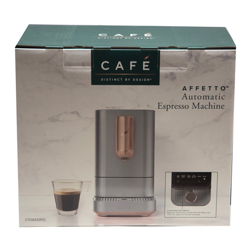 GE CAFÉ™ Affetto Automatic Espresso Machine Steel Silver w/ copper accents