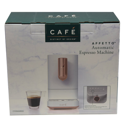 GE CAFÉ™ Affetto Automatic Espresso Machine Matte White w/ copper accents