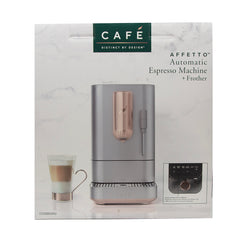 GE CAFÉ™ Affetto Automatic Espresso Machine + Frother Steel Silver with copper accents