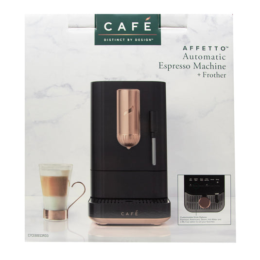 GE CAFÉ™ Affetto Automatic Espresso Machine + Frother Matte Black w/ copper accents