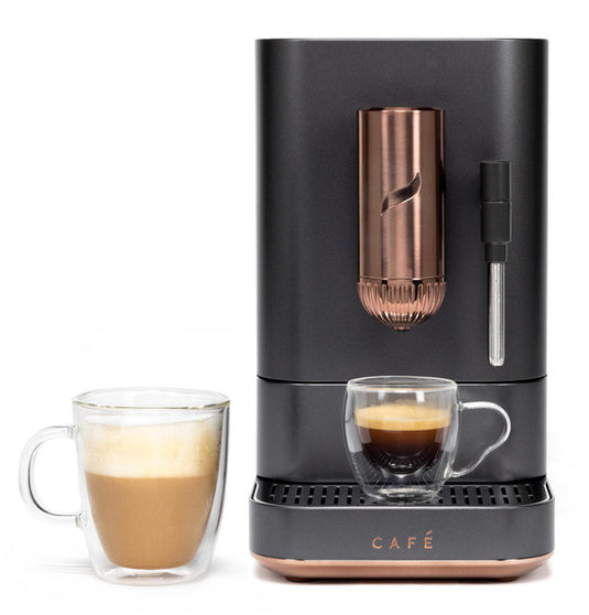 GE CAFÉ™ Affetto Automatic Espresso Machine + Frother Matte Black w/ copper accents