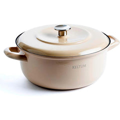 Keltum 5.3QT Enameled Iron Dutch Oven with Lid - Cream