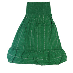 Tube Top Summer Dress- Green W/ Silver Pinstripes