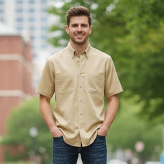 Mens Shirt Khaki Short Sleeve w/ Ept Male S -Assorted Sizes
