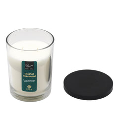 15oz Brad jar Coastal Beachwood -2 Wick, Clear Glass, Metallic Bop Label