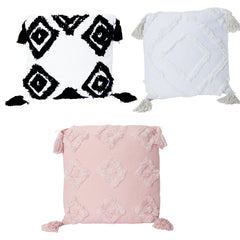 Room 2 Room 16X16 7in Tufted Cotton Pillow With Fringe Boho Design, Assorted Colors 8 of Each Pink Pillow UPC # 192234210115 White Pillow UPC # 1922342101148 - Black UPC # 1922342101162