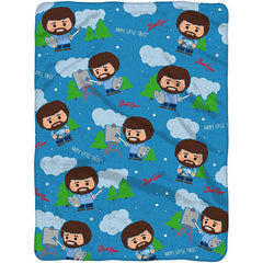 Sleep Squad Bob Ross 60" x 80" Raschel Throw Blanket