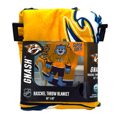 Sleep Squad Nashville Predators Gnash Mascot 60"x 80"Raschel Throw Blanket