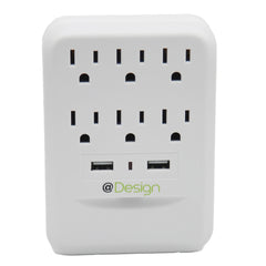 DESIGN 6 OUTLET 2 USB WALL TAP WITH NIGHT LIGHT
