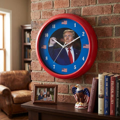Talking Trump Wall Clock V3-Louder Sound - New Face 2 - With Red Try Me Button Sounds Ever Hour