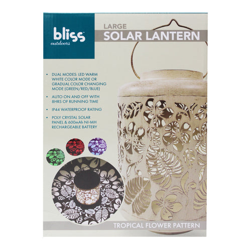 Bliss Large Decorative Outdoor Color Changing Solar Lantern-topical Flower Antique White