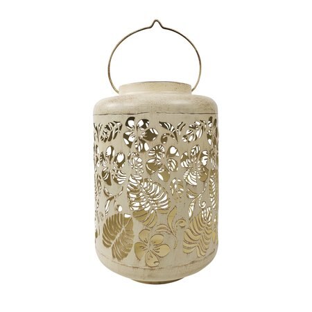 Bliss Large Decorative Outdoor Color Changing Solar Lantern-topical Flower Antique White