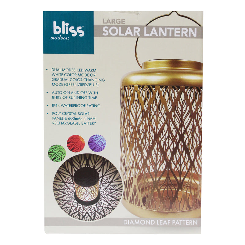 Load image into Gallery viewer, Bliss Large Decorative Outdoor Color Changing Solar Lantern-diamond Leaf-Gold
