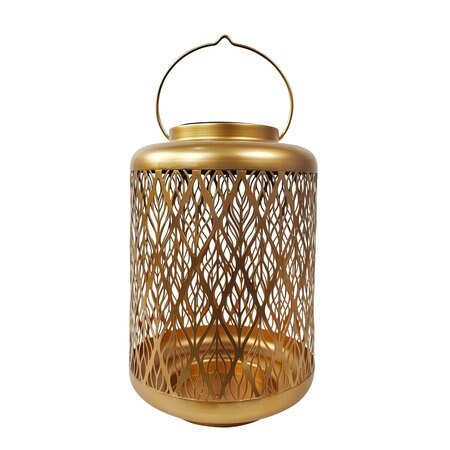 Load image into Gallery viewer, Bliss Large Decorative Outdoor Color Changing Solar Lantern-diamond Leaf-Gold
