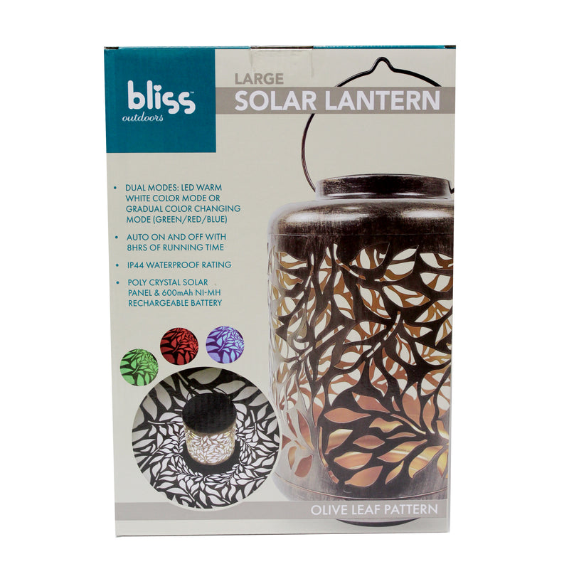 Load image into Gallery viewer, Bliss Large Decorative Outdoor Color Changing Solar Lantern-olive Leaf-brushed Bronze
