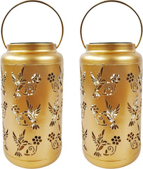 Bliss Med-2pck Decorative Outdoor Slr Lantern-wht Only Led-hummingbird-gold