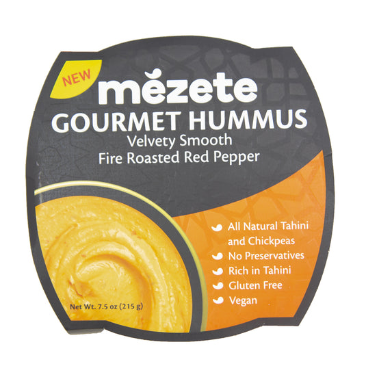 Mezete Fire Roasted Red Pepper Hummus, No Refrigeration Required, 7.5 Ounce (Pack of 6) Exp.12/23