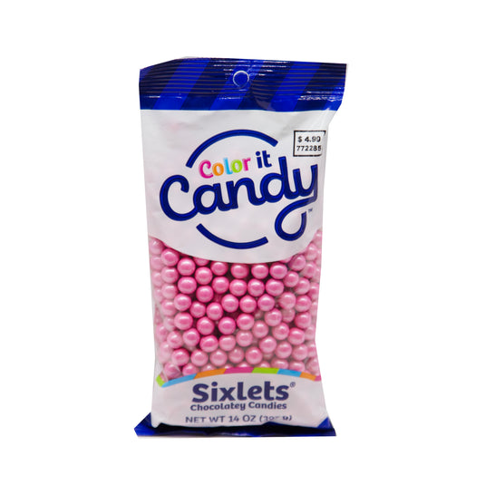 Color It Candy Sixlets Shimmer Bright Pink 14oz Bag - Pre Priced $4.99- Coded 2076t2