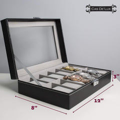 Watch Box Organizer Pillow Case 12 Slot Watch Box With Framed Glass Lid Watch Display Case for Men and Women Watch Boxes and Jewelry Watch Case